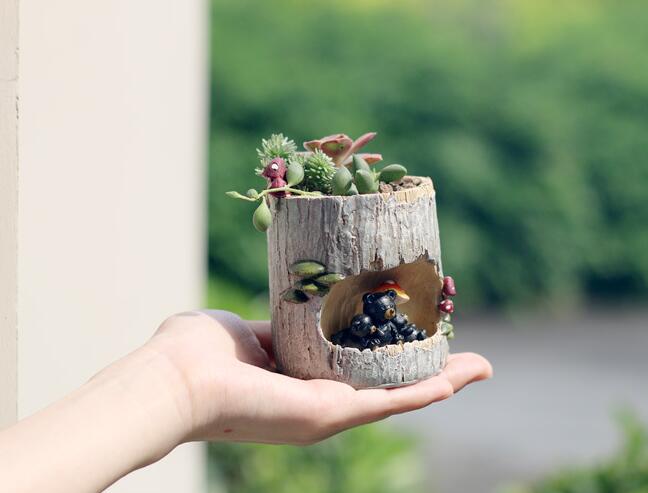 Creative Resin Tree Hole  Succulent Flower Pot